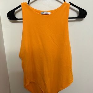 ZARA Halter Neck Bodysuit, Orange, Size L